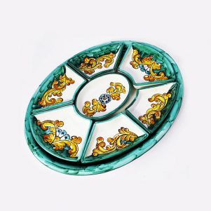 Antipastiera ovale 8 pezzi decoro barocco